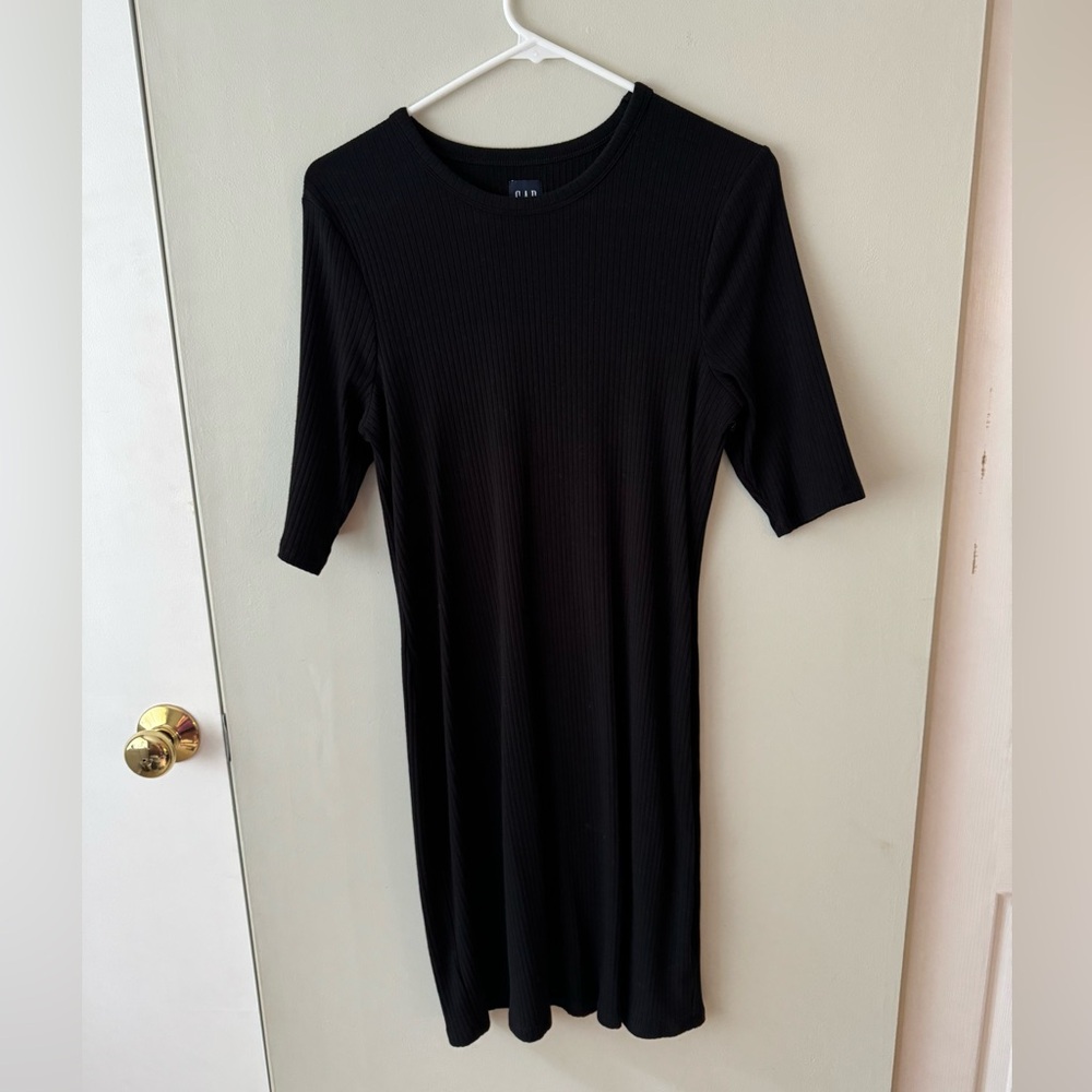Black Ribbed Gap Bodycon Dress, Large tall